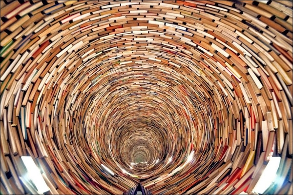 Бесконечный тоннель из книг (3 фото)