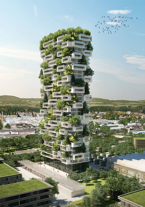 «Кедровая» башня с настоящими деревьями: новая экологическая концепция (4 фото)